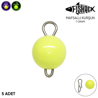 Mafsallı Kurşun - Hareketli İğne Kurşunu - UV Yeşil - 5'li Paket - 7 Gram