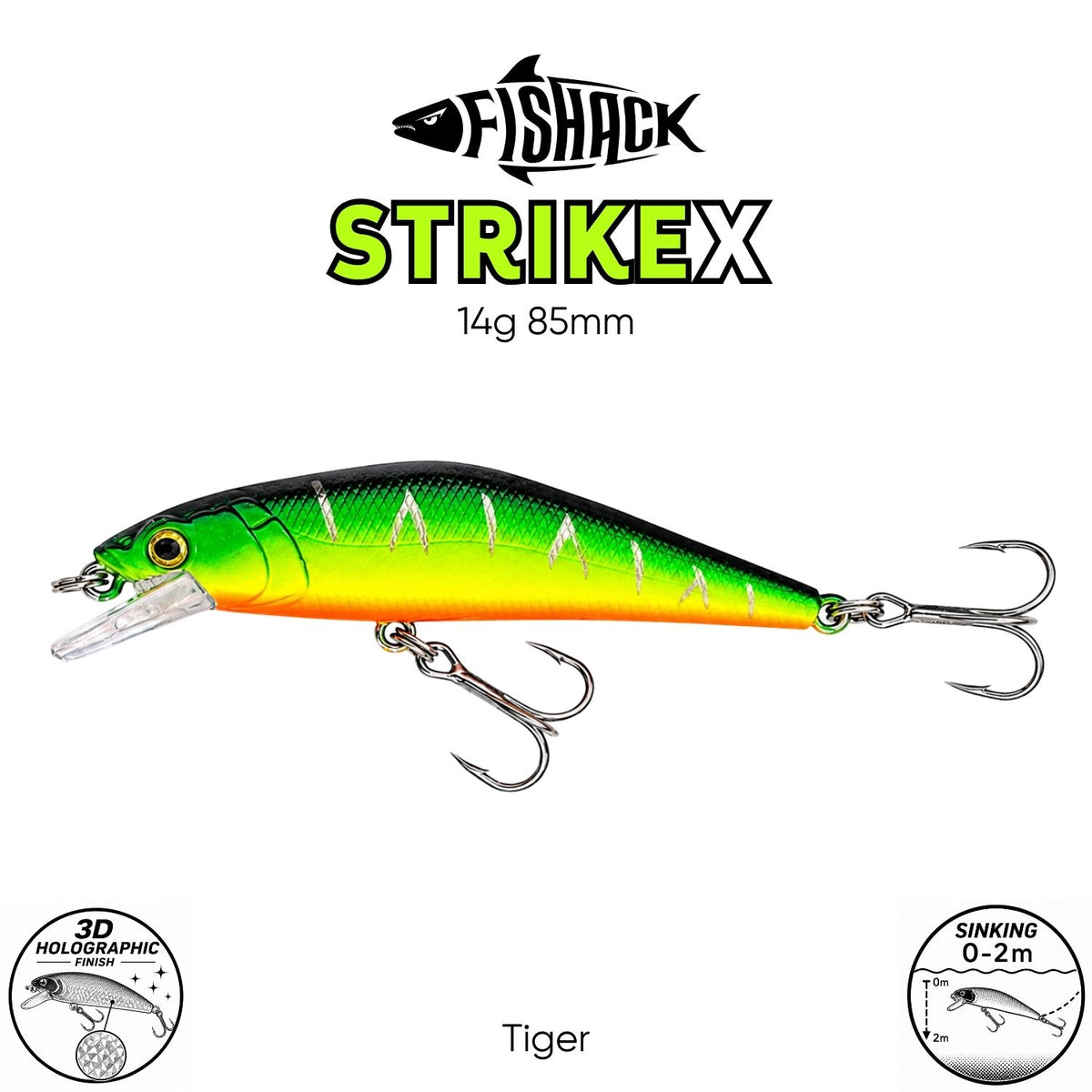Maket Balık - Fishack StrikeX - Sinking - 3D Hologram Paint - 14g 85mm