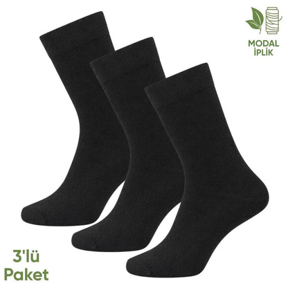 Modal İplik Erkek Soket Çorap - 3 Çift - Dikişsiz - Atlas - 18002 - Set 5
