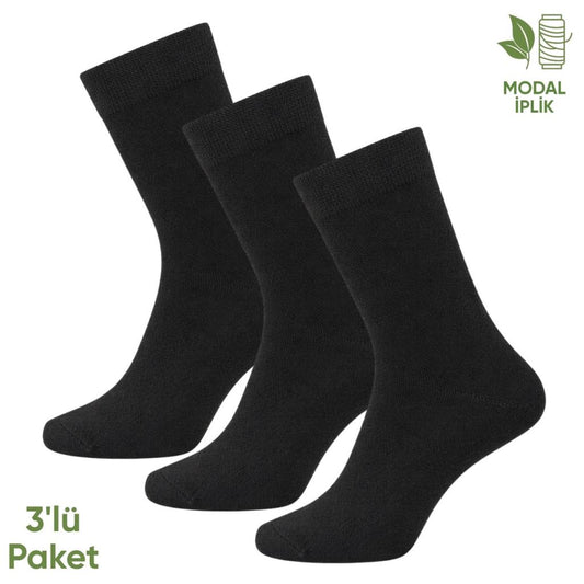 Modal İplik Erkek Soket Çorap - 3 Çift - Dikişsiz - Atlas - 18002 - Set 5