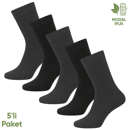 Modal İplik Erkek Soket Çorap - 5 Çift - Dikişsiz - Atlas - 18002 - Set 7
