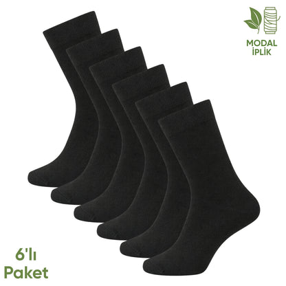 Modal İplik Erkek Soket Çorap - 6 Çift - Dikişsiz - Atlas - 18002 - Set 6