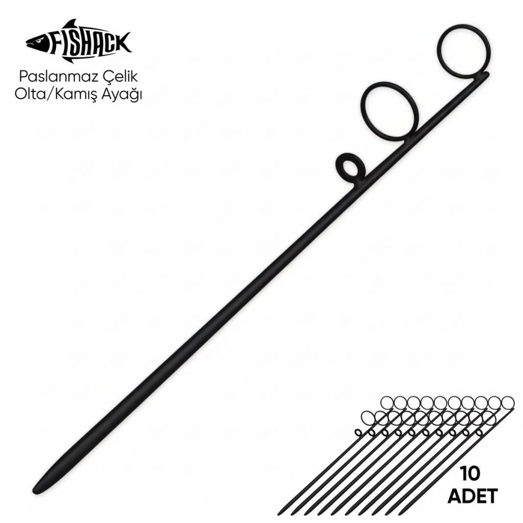Olta Kamış Ayağı - Paslanmaz Çelik - Fishack - Siyah - 10'lu