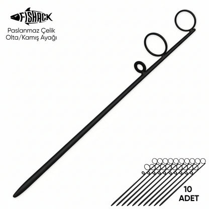 Olta Kamış Ayağı - Paslanmaz Çelik - Fishack - Siyah - 10'lu