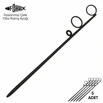 Olta Kamış Ayağı - Paslanmaz Çelik - Fishack - Siyah - 5'li