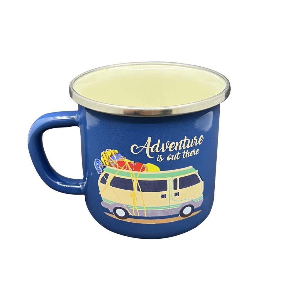 Orcamp Retro Emaye Kupa Bardak Adventure Mavi (OUT-1900)