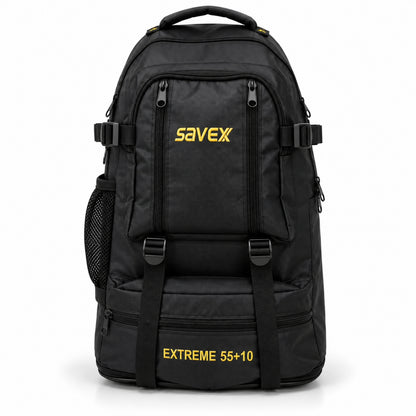 Profesyonel Körüklü Sırt Çantası - Savex - 55+10 LT - Siyah