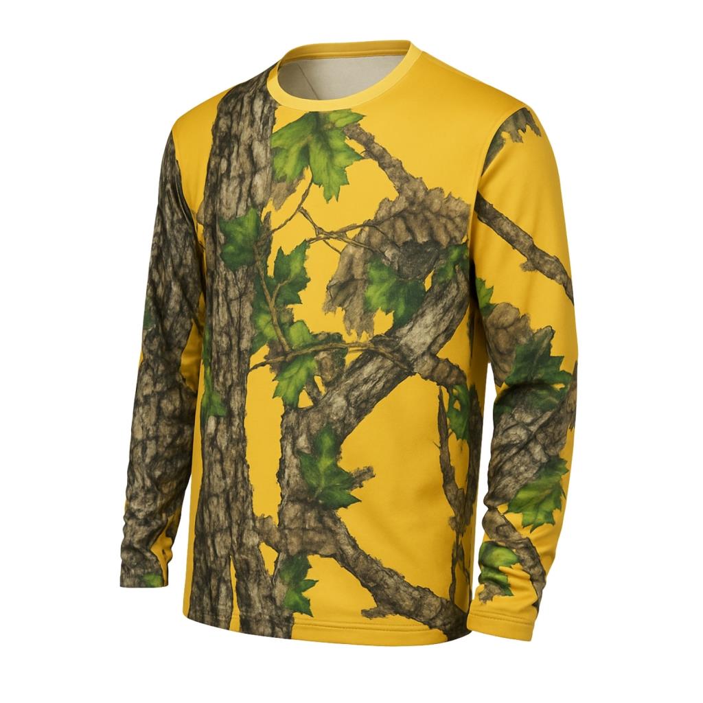 Sarı Orman Desenli Mikrofiber Sweatshirt - Avcı Sweatshirt - Hızlı Kurur