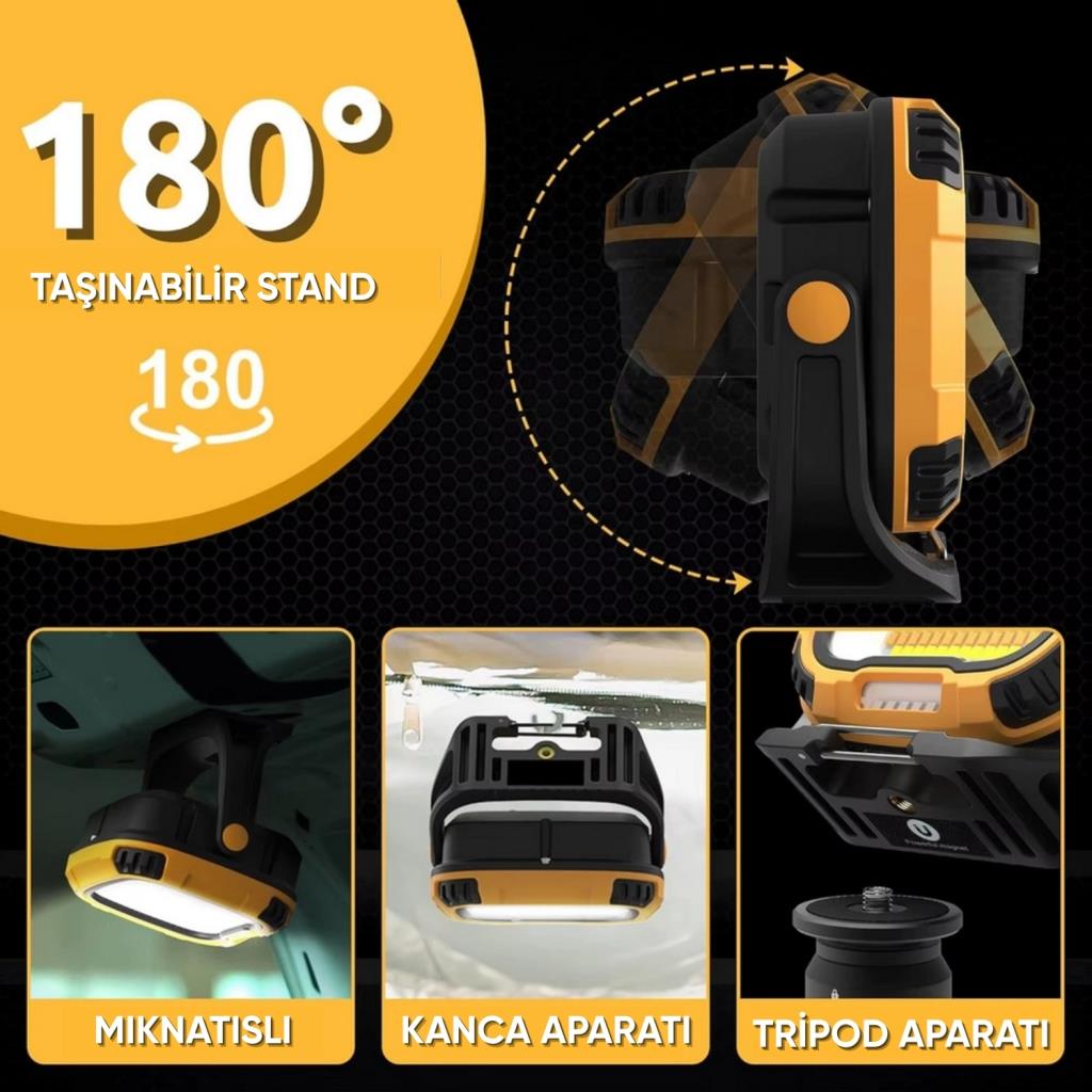 Şarj Edilebilir Çalışma Lambası - Wison - Çok Fonksiyonlu - Mıknatıs & Kancalı