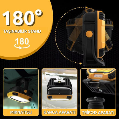 Şarj Edilebilir Çalışma Lambası - Wison - Çok Fonksiyonlu - Mıknatıs & Kancalı