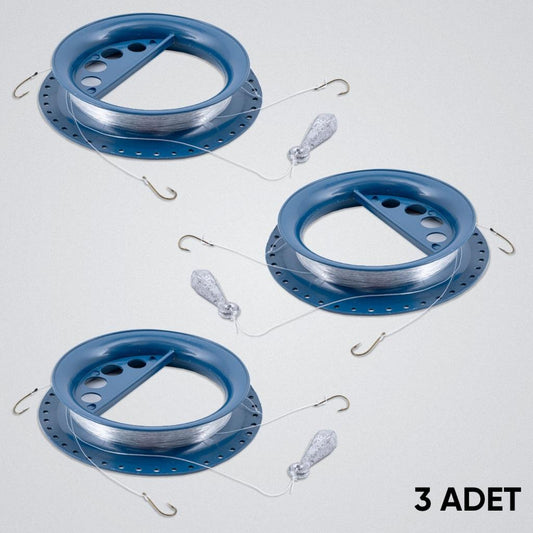 Sazan El Oltası Takımı - Büyük Kasnak - 3 Adet - 3 İğneli - Dip Olta - Kurşunlu