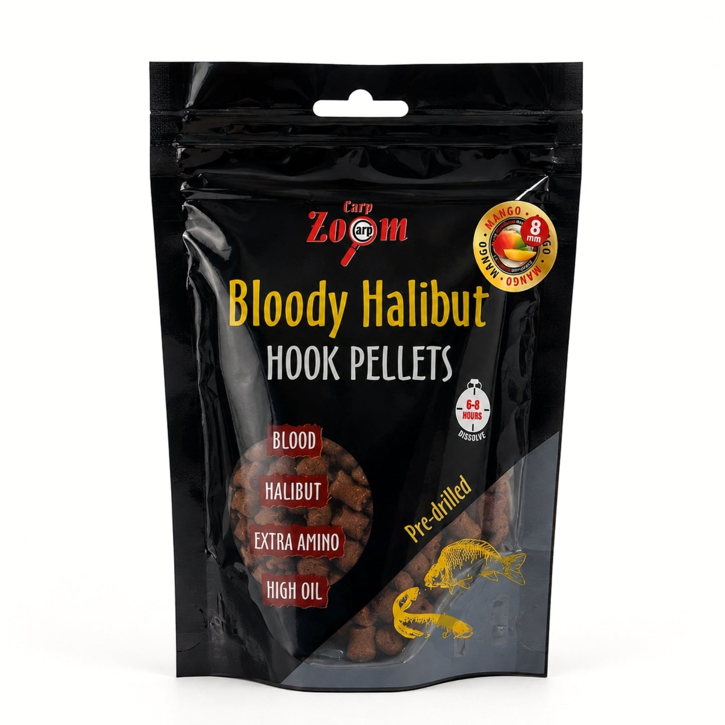 Sazan İğne Yemi -Bloody Halibut Hook Pellets -Mango Aromalı -CZ4962 -8 mm-150 gr