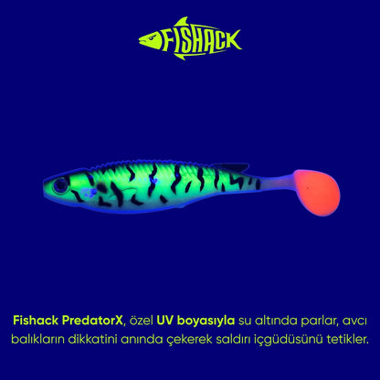 Silikon Balık - 10g 100mm - Fishack PredatorX - UV Boyalı - Bleed