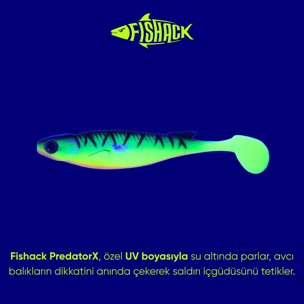 Silikon Balık - 10g 100mm - Fishack PredatorX - UV Boyalı - Drill