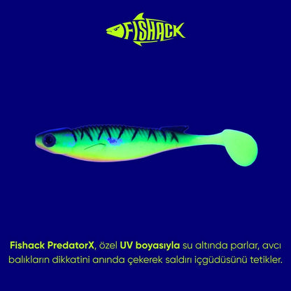 Silikon Balık - 10g 100mm - Fishack PredatorX - UV Boyalı - Drill