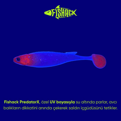 Silikon Balık - 10g 100mm - Fishack PredatorX - UV Boyalı - Redhead