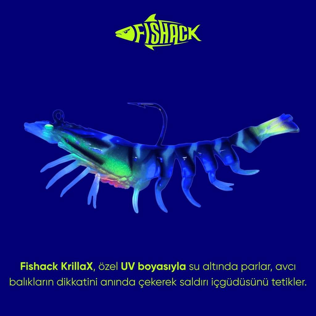 Silikon Karides Yem - 7g 75mm - Fishack Krillax - UV Boyalı - Neon Shrimp