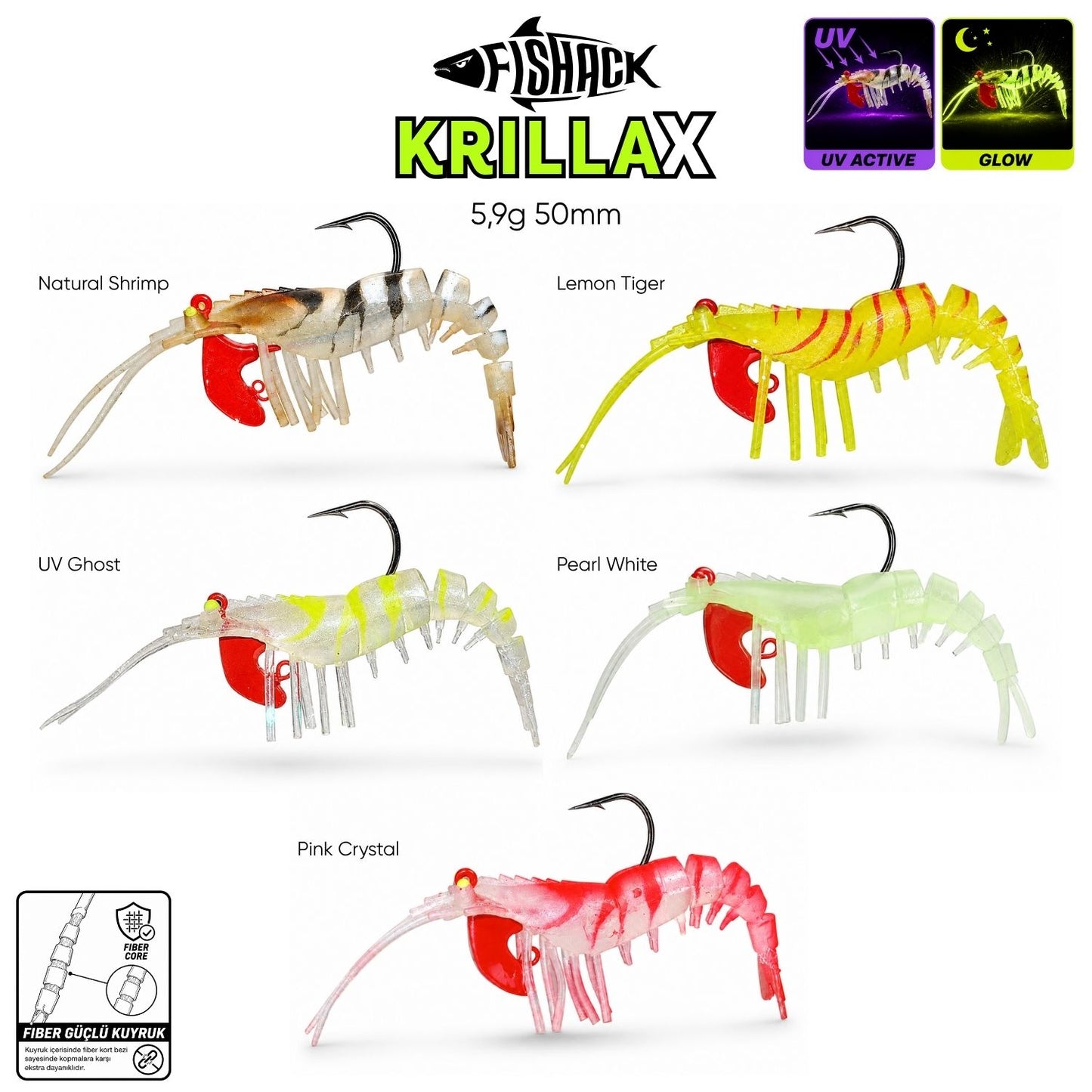 Silikon Karides Yem Fishack Krillax - UV Boyalı - 5,9g 50mm