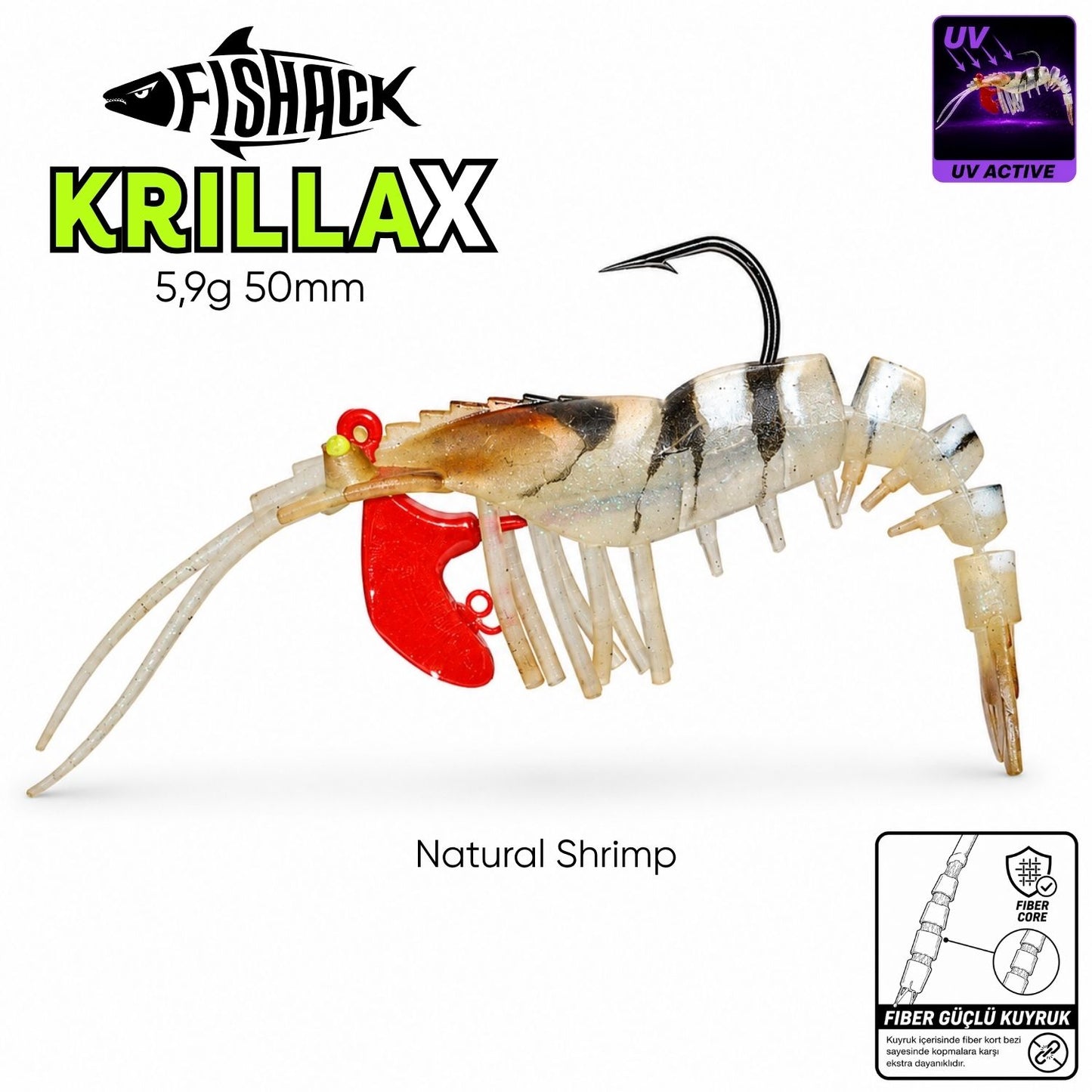 Silikon Karides Yem Fishack Krillax - UV Boyalı - 5,9g 50mm