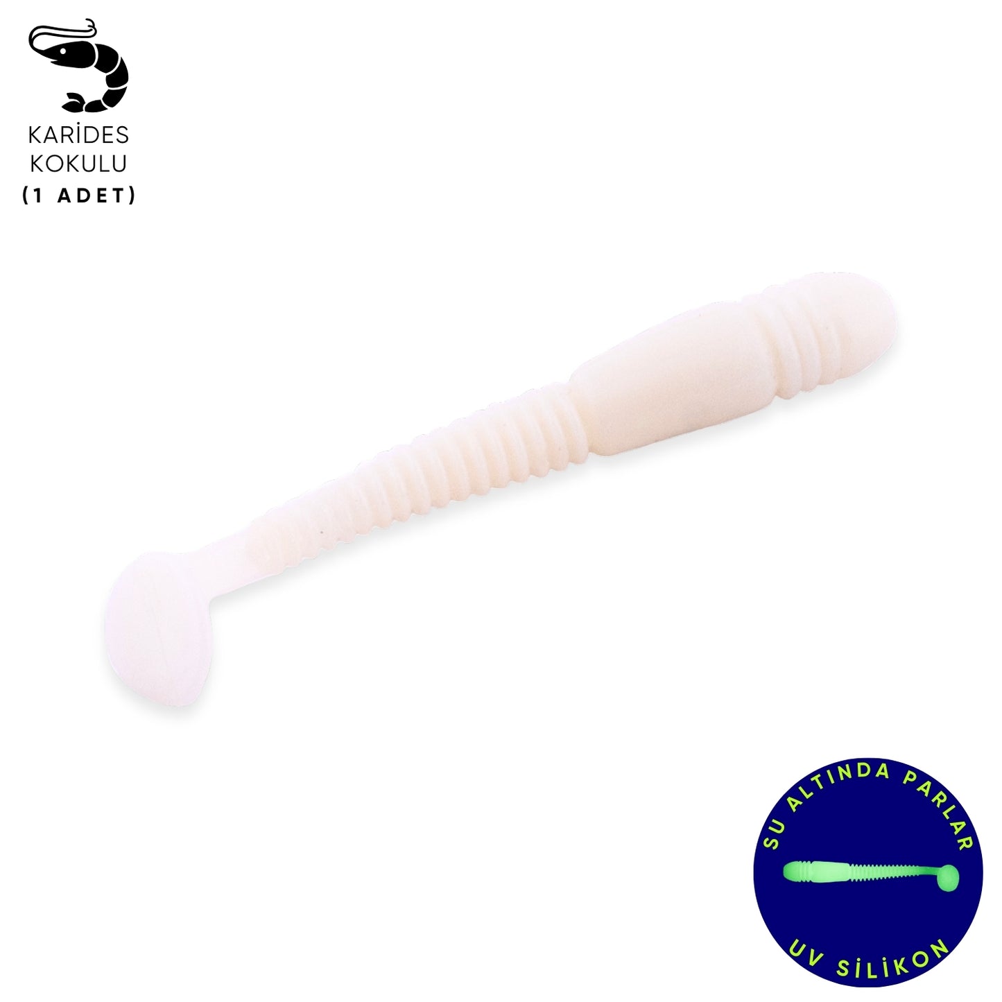 Silikon Kurt Yem - 1,1g 55mm - Fishack Wormix - 1 Adet - UV - Beyaz