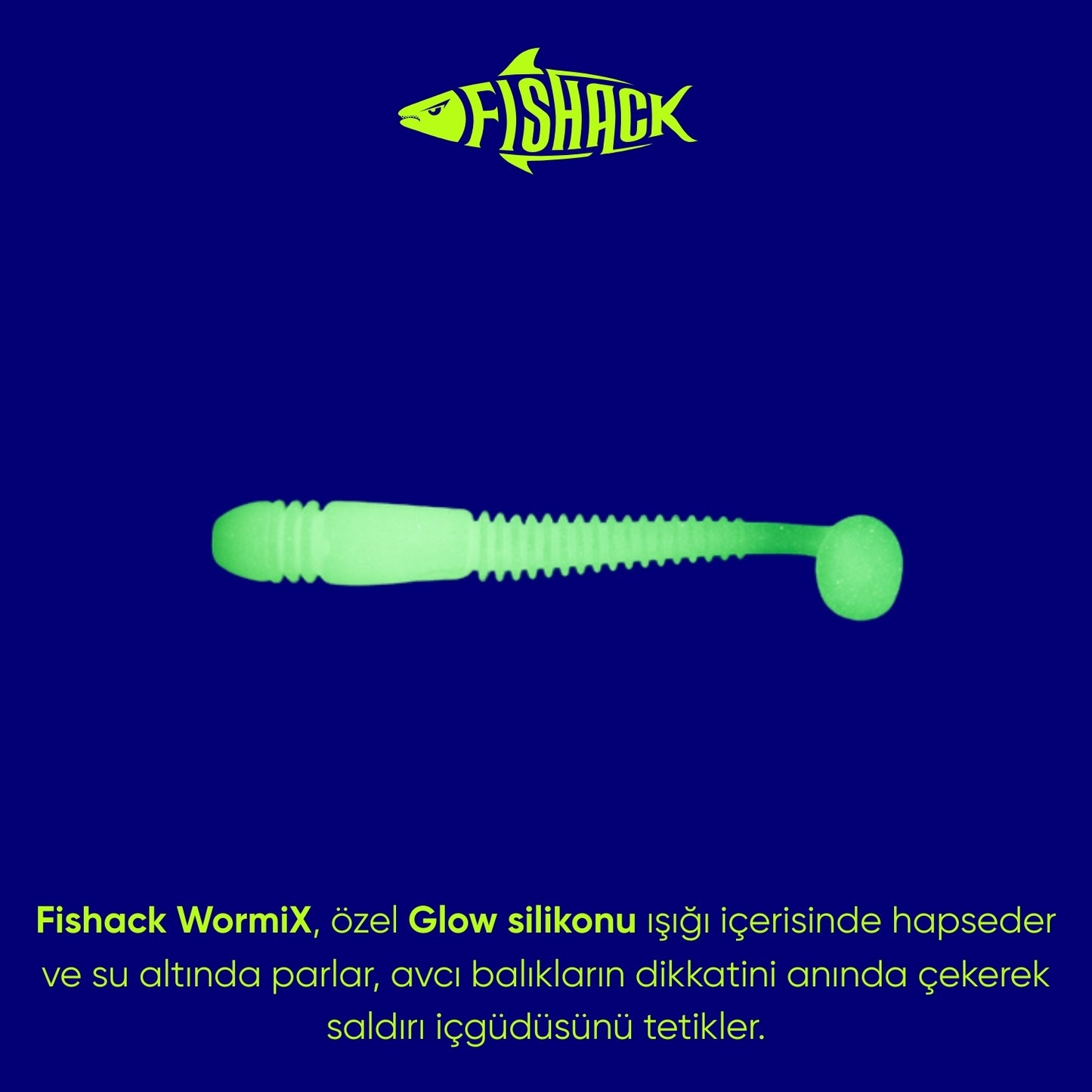 Silikon Kurt Yem - 1,1g 55mm - Fishack Wormix - 1 Adet - UV - Beyaz