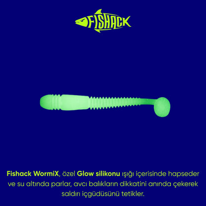 Silikon Kurt Yem - 1,1g 55mm - Fishack Wormix - 1 Adet - UV - Beyaz
