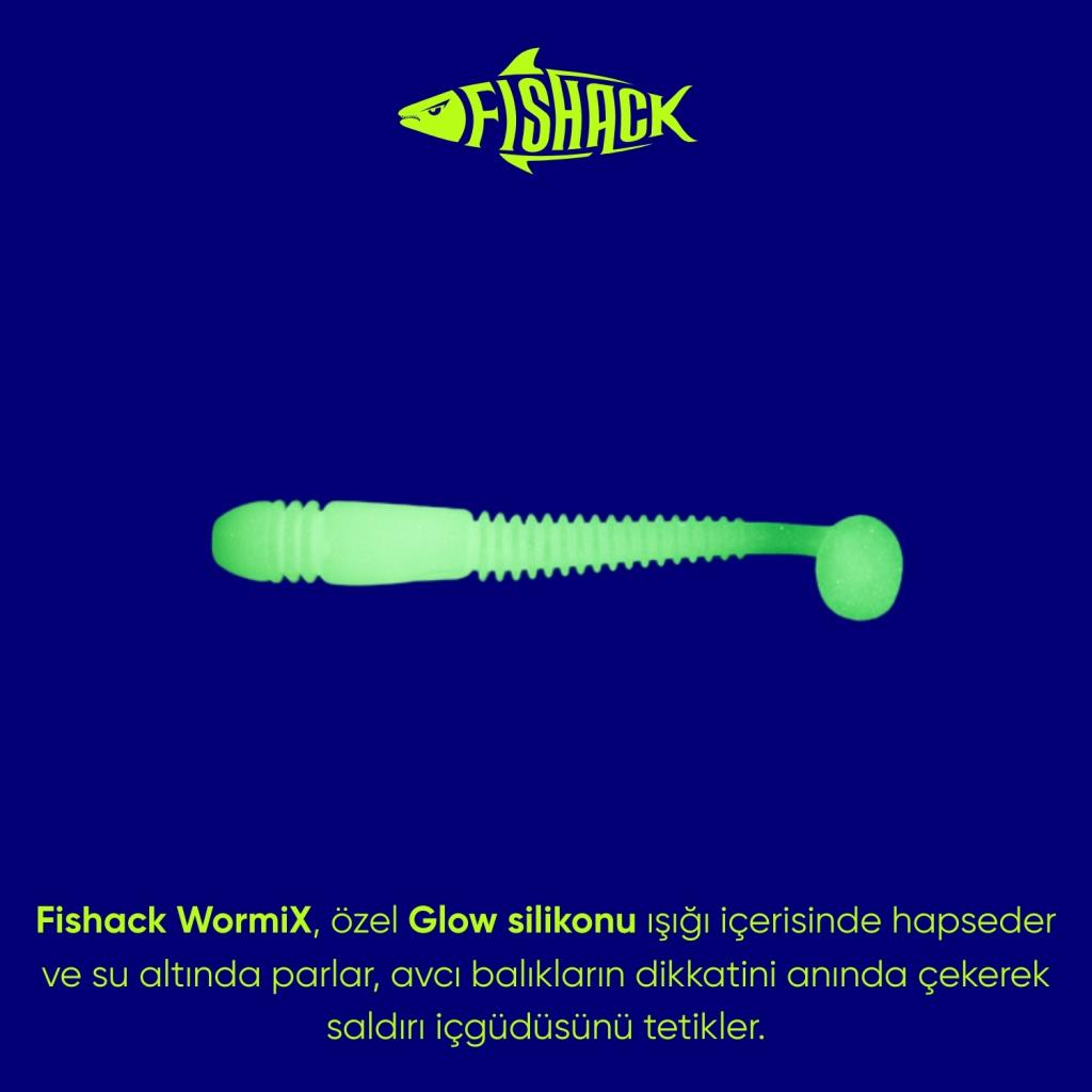 Silikon Kurt Yem - 1,1g 55mm - Fishack Wormix - 1 Adet - UV - Beyaz - Karides Kokulu