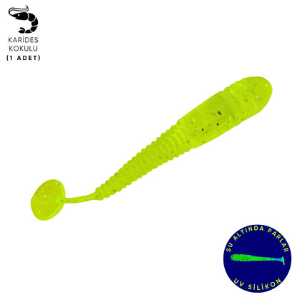 Silikon Kurt Yem - 1,1g 55mm - Fishack Wormix - 1 Adet - UV - Fluo Green