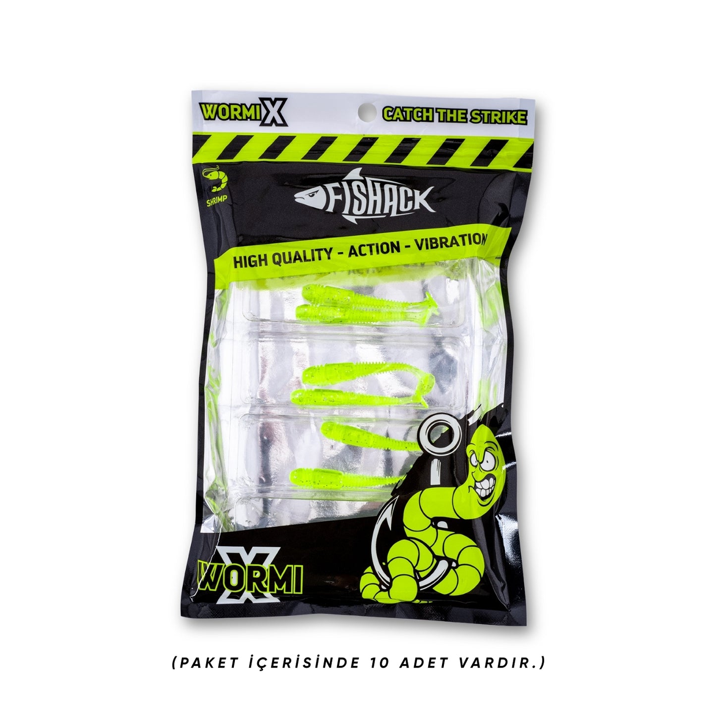 Silikon Kurt Yem - 1,1g 55mm - Fishack Wormix - 1 Adet - UV - Fluo Green