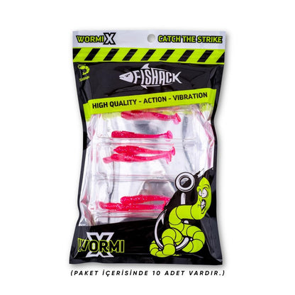 Silikon Kurt Yem - 1,1g 55mm - Fishack Wormix - 1 Adet - UV - Pembe - Karides Kokulu