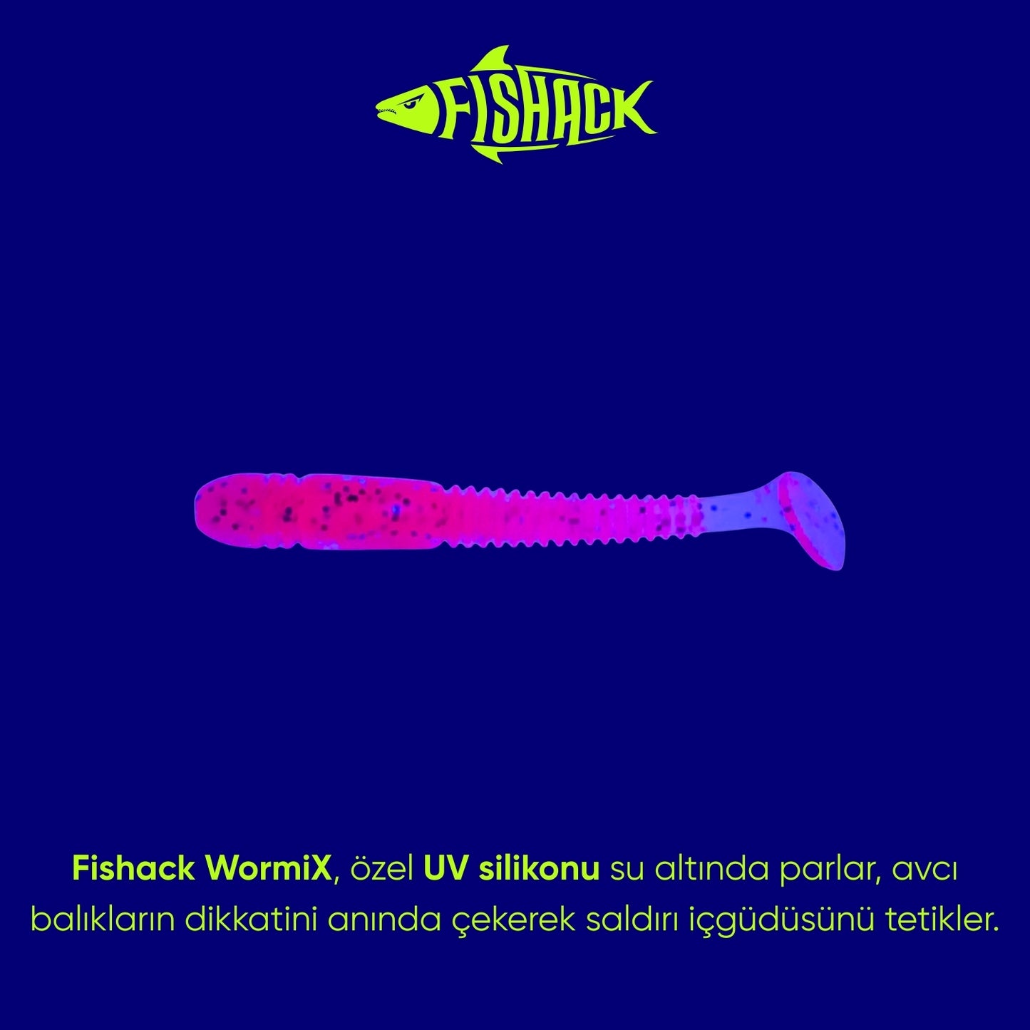Silikon Kurt Yem - 1,1g 55mm - Fishack Wormix - 10 Adet - UV - Pembe