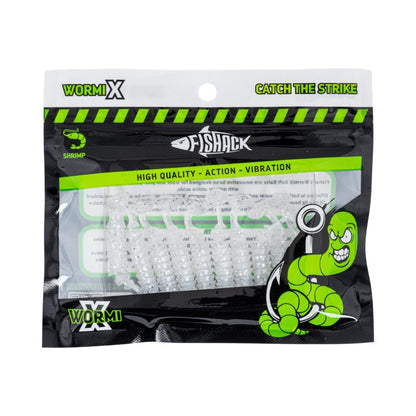 Silikon Kurt Yem - 1,5g 45mm - Fishack - 10 Adet - Simli Beyaz - Karides Kokulu