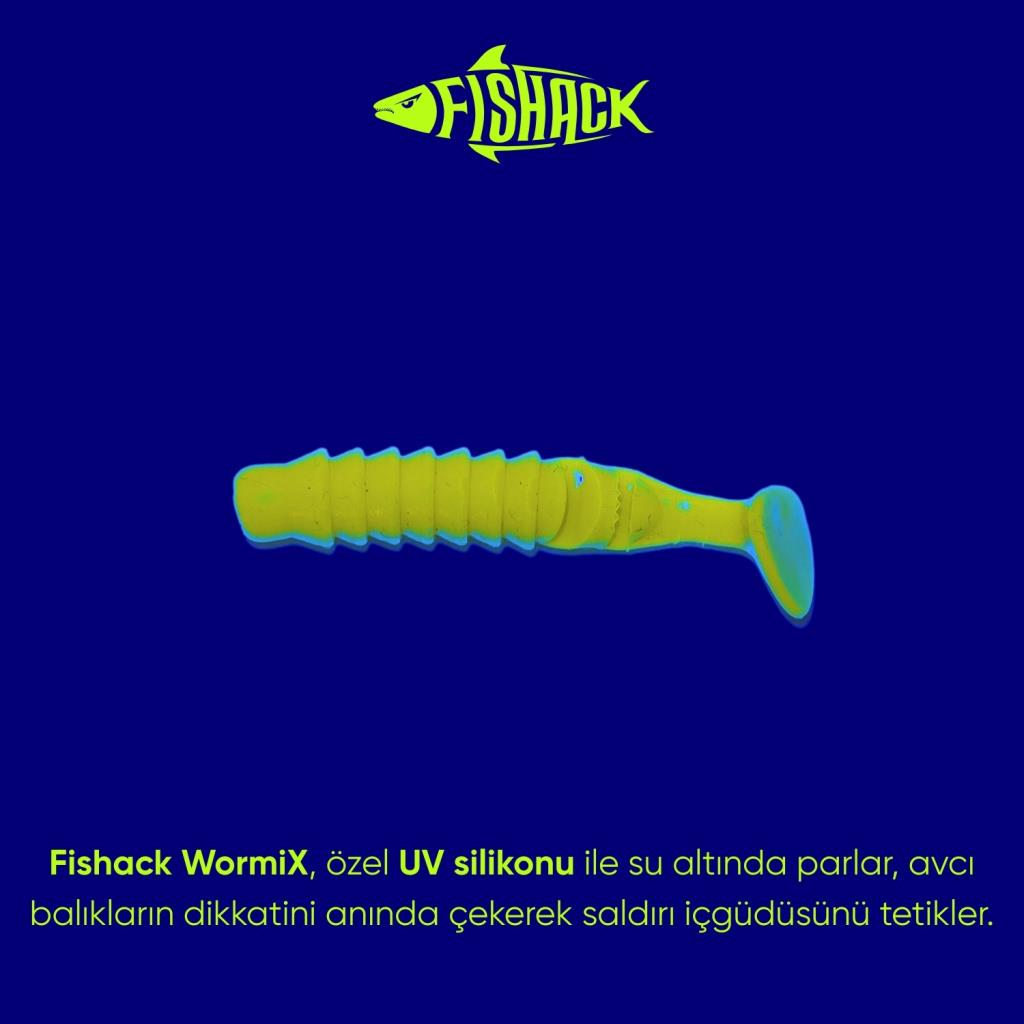 Silikon Kurt Yem - 1,5g 45mm - Fishack - 10 Adet - UV Silikon - Limon - Karides Kokulu