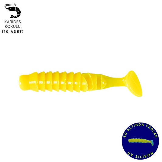 Silikon Kurt Yem - 1,5g 45mm - Fishack - 10 Adet - UV Silikon - Limon