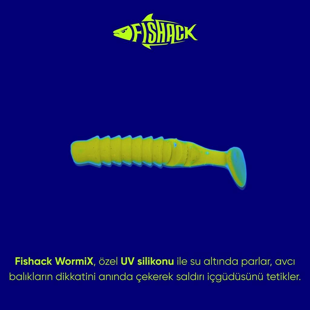 Silikon Kurt Yem - 1,5g 45mm - Fishack - 10 Adet - UV Silikon - Limon