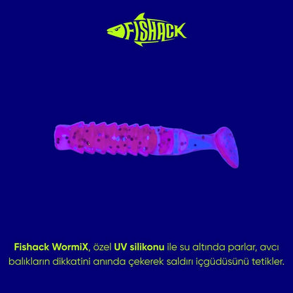 Silikon Kurt Yem - 1,5g 45mm - Fishack - 10 Adet - UV Silikon - Pembe - Karides Kokulu