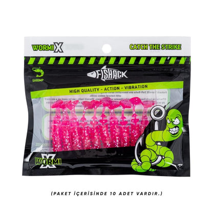 Silikon Kurt Yem - 1,5g 45mm - Fishack - 10 Adet - UV Silikon - Pembe