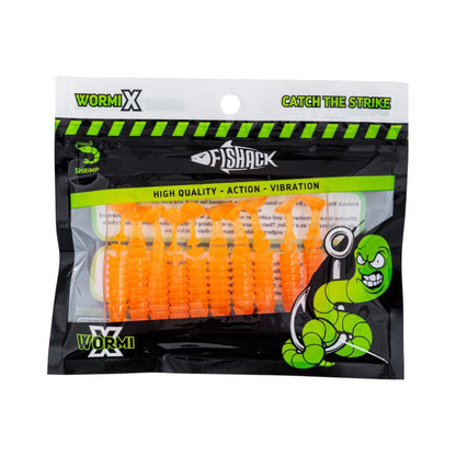 Silikon Kurt Yem - 1,5g 45mm - Fishack - 10 Adet - UV Sillikon - Turuncu - Karides Kokulu