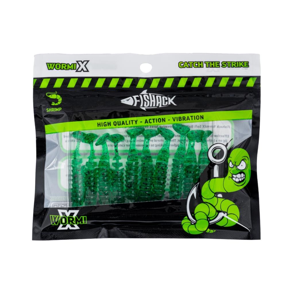 Silikon Kurt Yem - 1,5g 45mm - Fishack - 10 Adet - Yeşil - Karides Kokulu