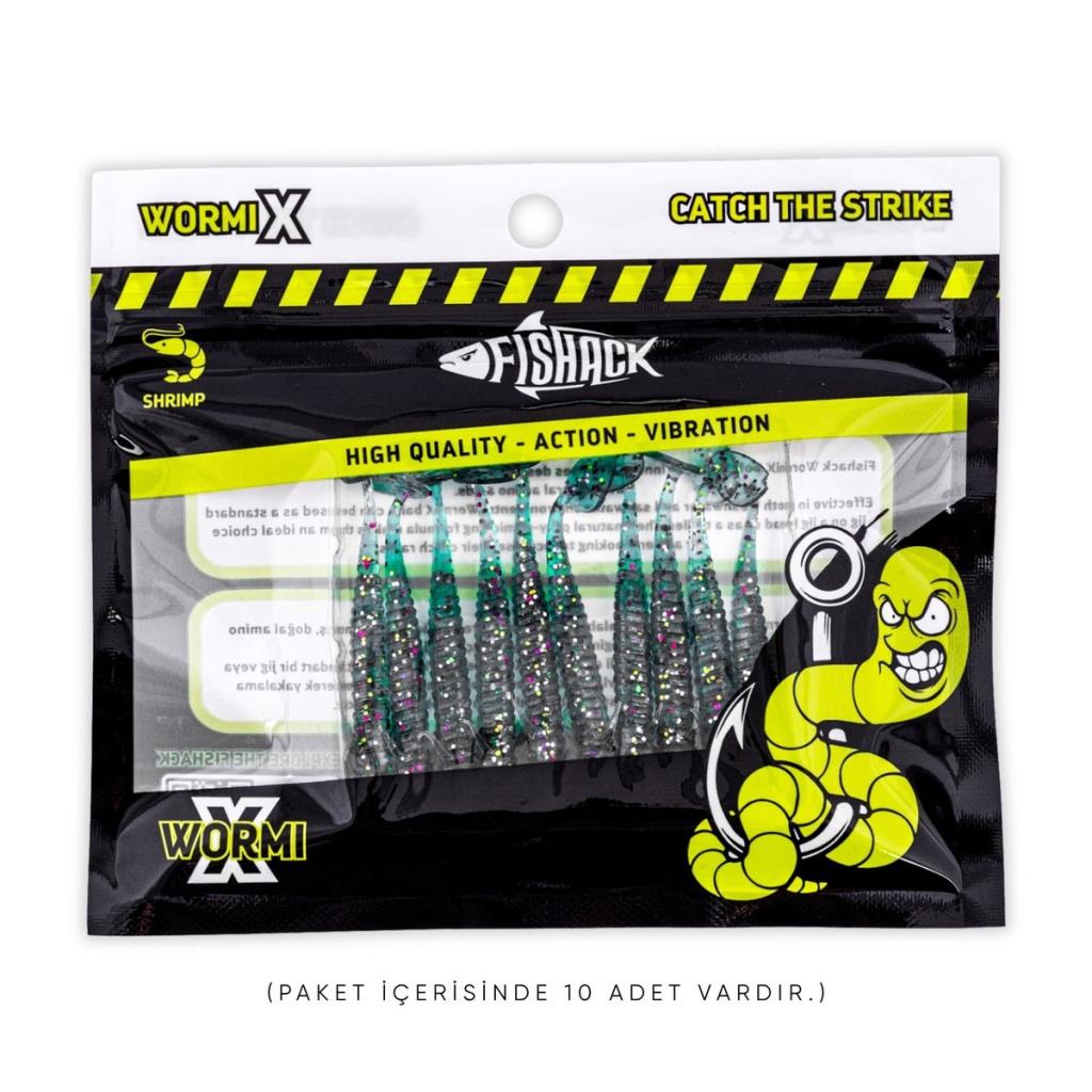 Silikon Kurt Yem - 1g 50mm - Fishack Wormix - 10 Adet - Blue