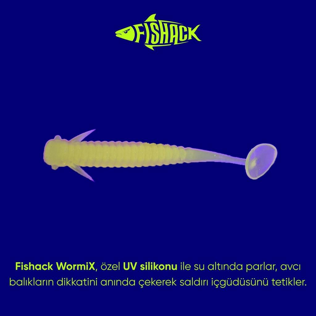 Silikon Kurt Yem - 1g 50mm - Fishack Wormix - 10 Adet - Fluo Green