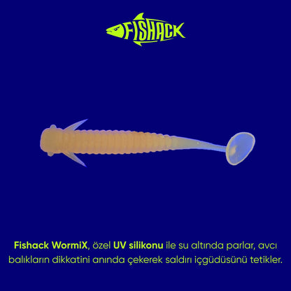 Silikon Kurt Yem - 1g 50mm - Fishack Wormix - 10 Adet - Orange