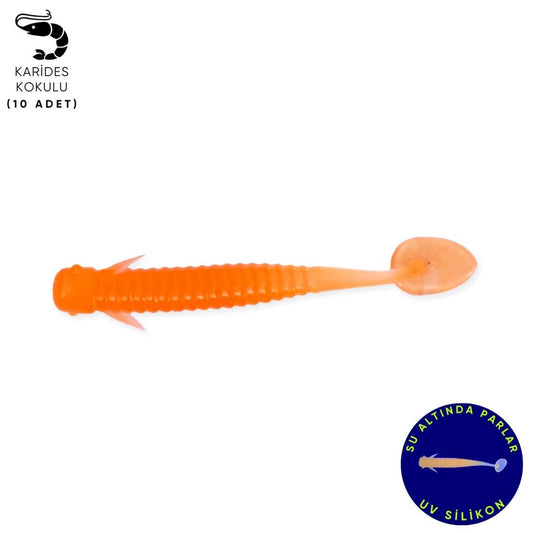 Silikon Kurt Yem - 1g 50mm - Fishack Wormix - 10 Adet - Orange - UV Silikon