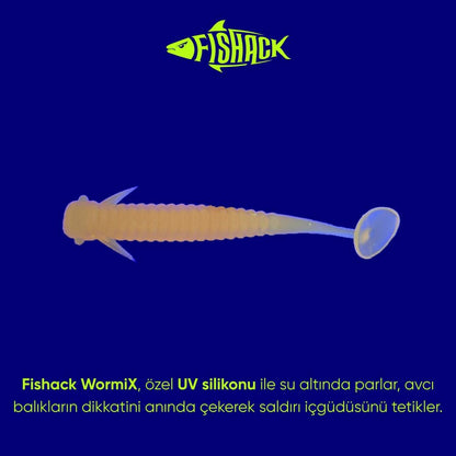 Silikon Kurt Yem - 1g 50mm - Fishack Wormix - 10 Adet - Orange - UV Silikon