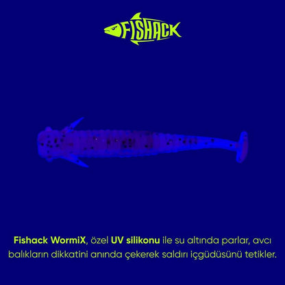 Silikon Kurt Yem - 1g 50mm - Fishack Wormix - 10 Adet - Purple