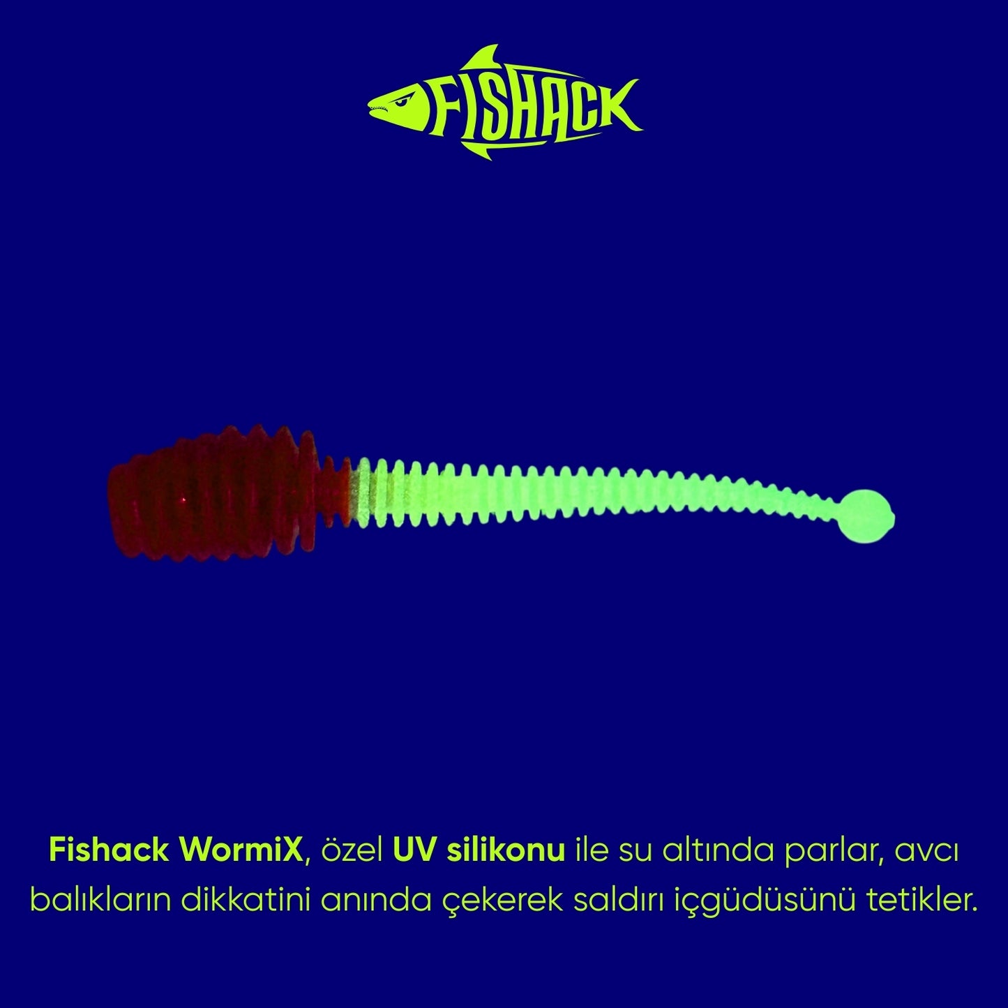 Silikon Kurt Yem - 2,1g 70mm - Fishack Wormix - 1 Adet - Kırmızı/Beyaz