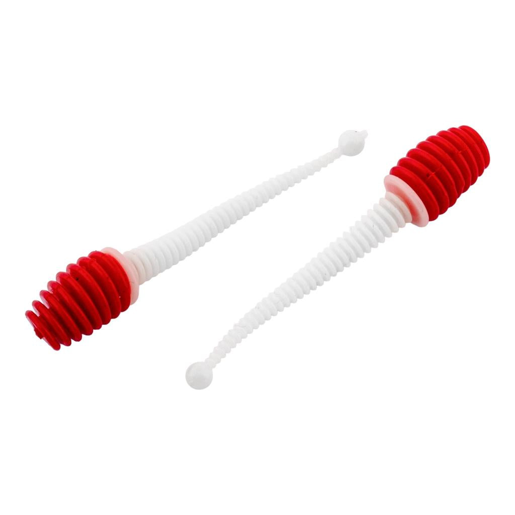 Silikon Kurt Yem - 2,1g 70mm - Fishack Wormix - 1 Adet - Kırmızı/Beyaz - Karides Kokulu