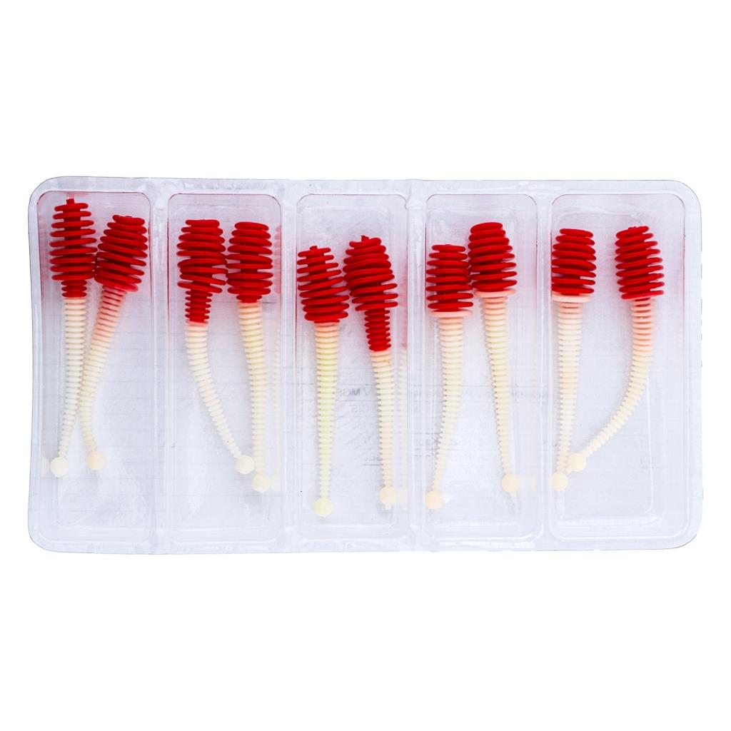 Silikon Kurt Yem - 2,1g 70mm - Fishack Wormix - 1 Adet - Kırmızı/Beyaz - Karides Kokulu