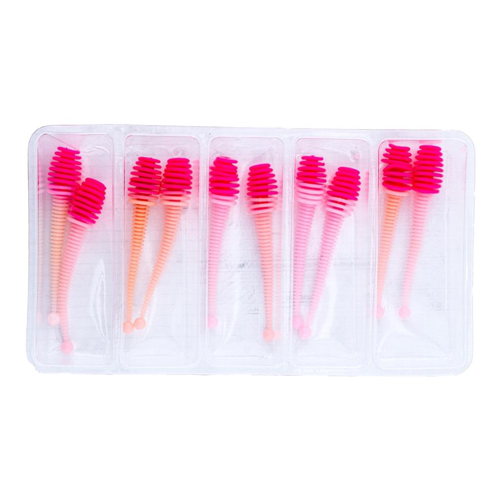 Silikon Kurt Yem - 2,1g 70mm - Fishack Wormix - 1 Adet - Pembe/Beyaz - Karides Kokulu