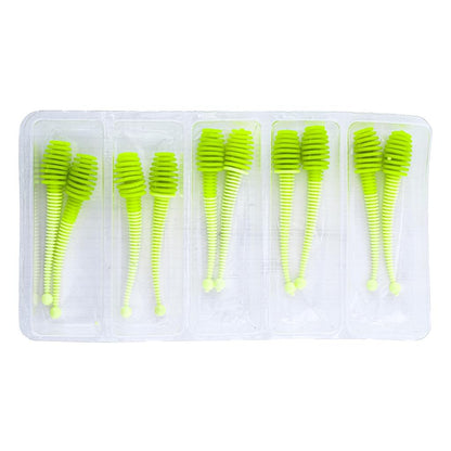 Silikon Kurt Yem - 2,1g 70mm - Fishack Wormix - 1 Adet - Yeşil/Beyaz - Karides Kokulu